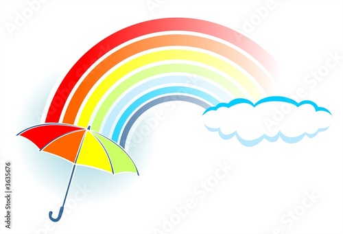 Rainbow and umbrella