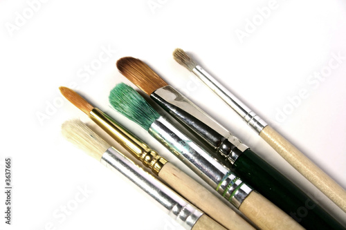 five art brushes isolated on white