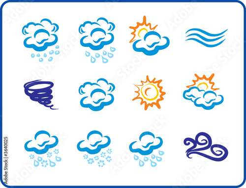 Blue Weaher Icons hand drawing