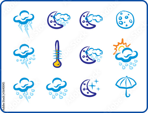 Blue Weaher Icons hand drawing