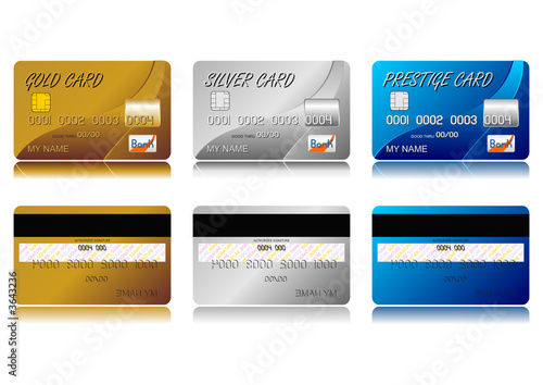 Different credit cards isolated over white background