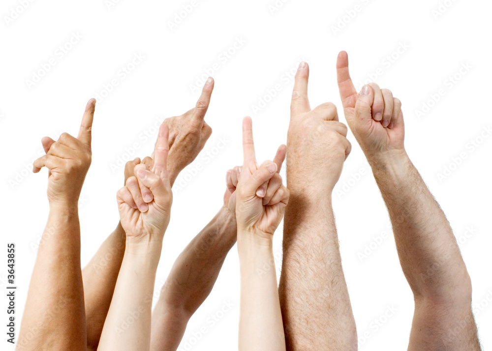 Fingers pointing in one direction (white background) Fingers pointing in one direction (white background)