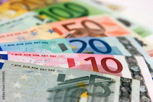 Euro banknotes, close-up with shallow depth-of-field