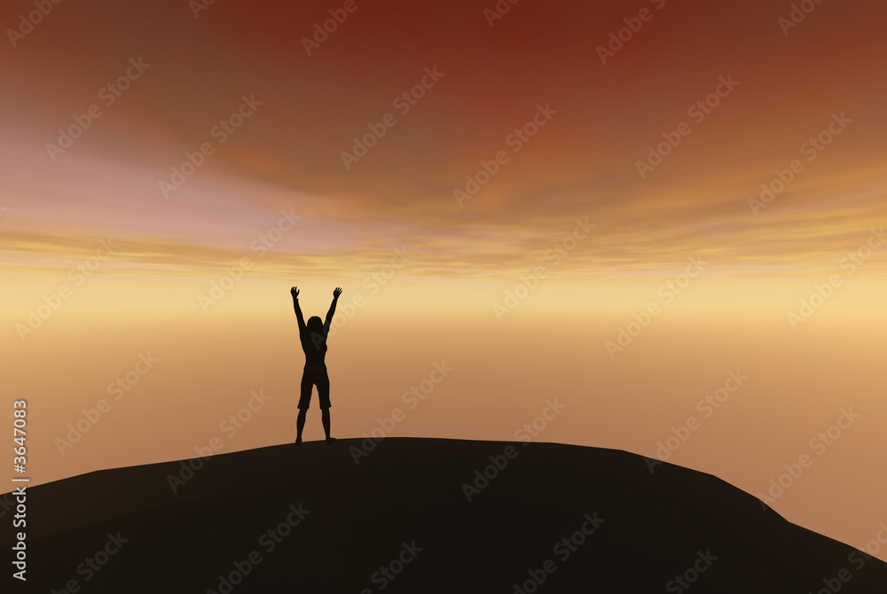 3D render of a silhouetted against the sky