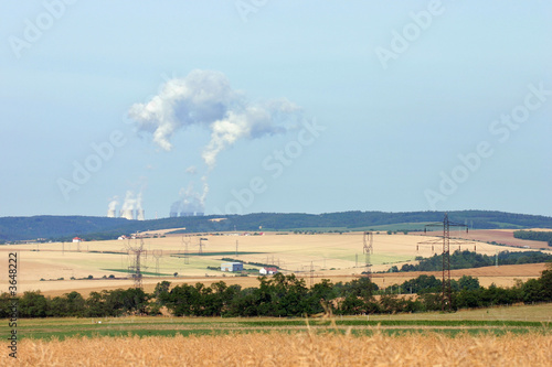 Summer landscape with nuclear power station-czech republic