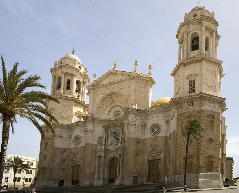 Famous cathedral in Cadiz. Frontal view