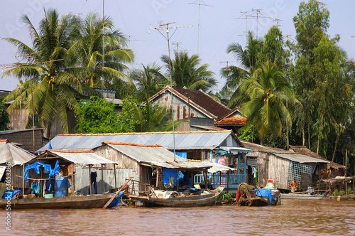 village on riverfront in the Mekong delta
