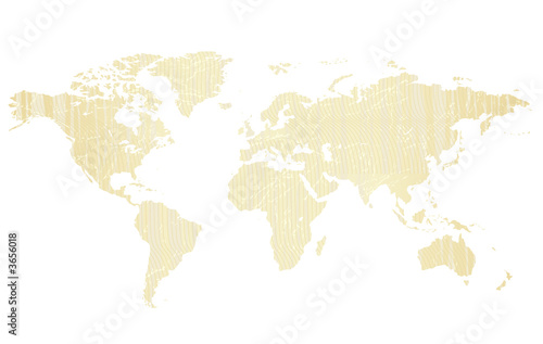 World map (grunge, line)
