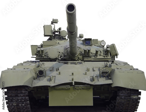 The Soviet tank on a white background