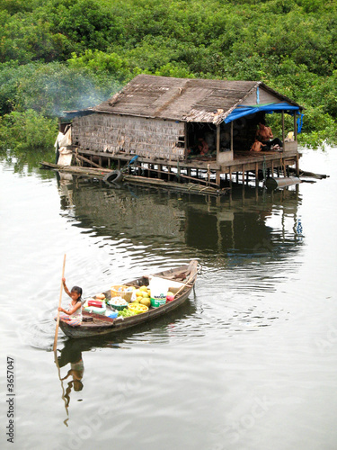 boat and home on water, vietnam