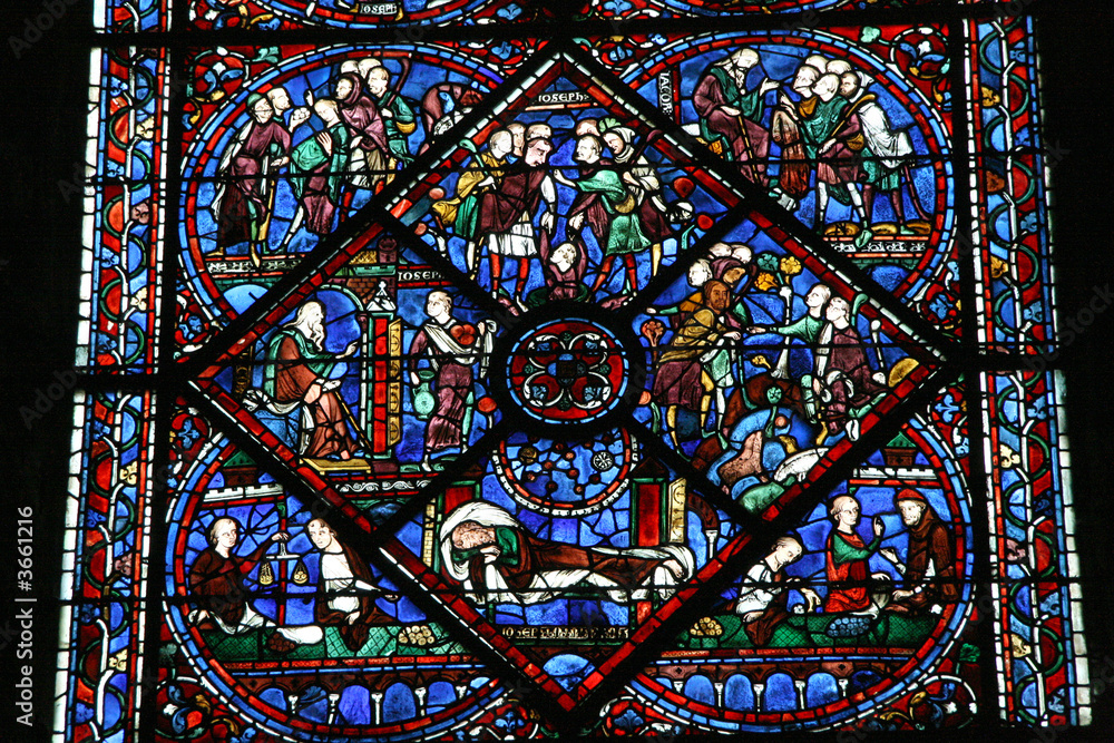 Stained glass window. Life of St  Joseph. Notre Dame,Chartres