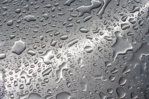 Drops of water on smooth metal