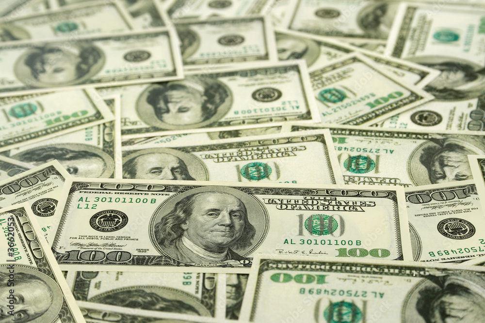 Fototapeta premium Money background - hundred dollars greenback