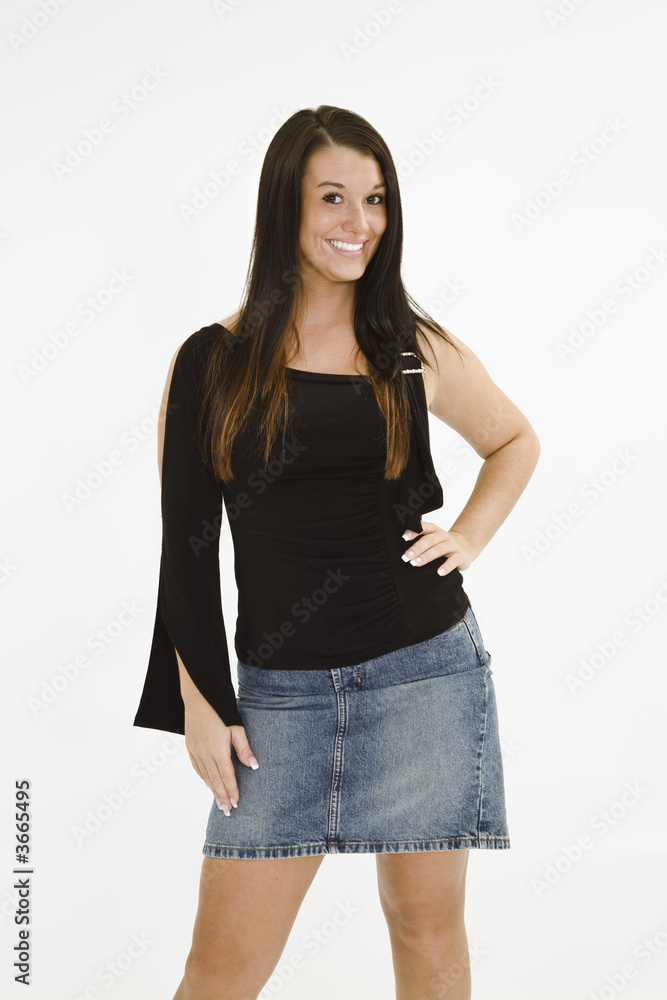 A beautiful young female caucasian wearing an casual outfit. A beautiful young female caucasian wearing an casual outfit.