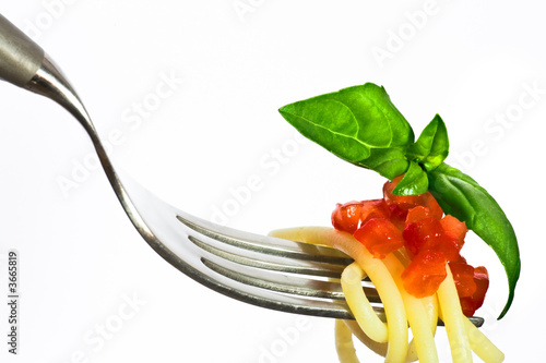 Fork with tomato pesto spaghetti