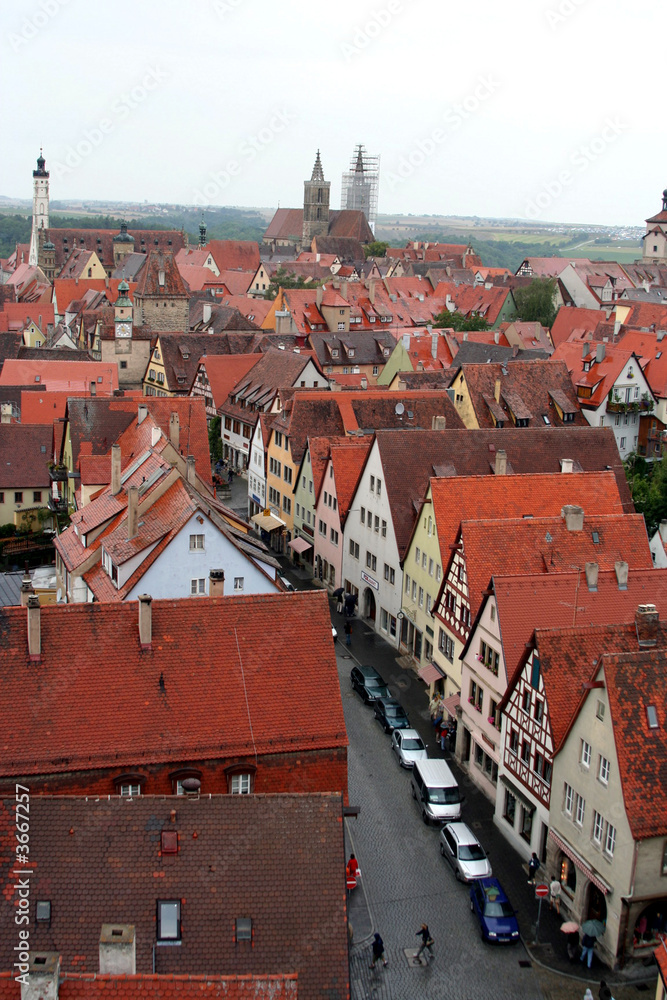 Obraz premium Ancient red roof houses, Rothenburg ob der Tauber