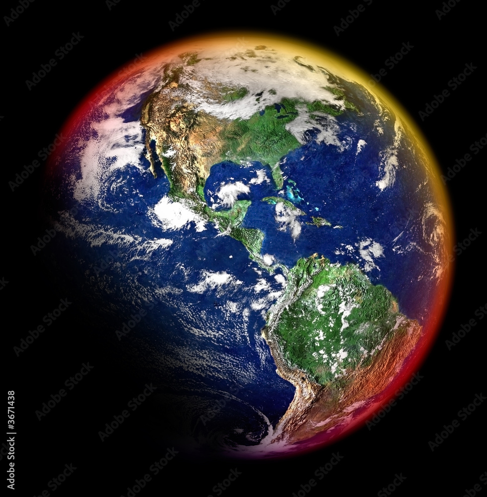 mother earth with colorful halo against black