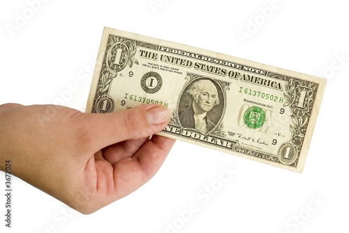 hand with one dollar
