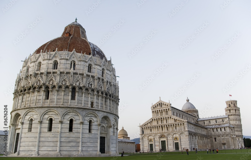 The battistero, the duomo cathedral and leaning tower of pisa 