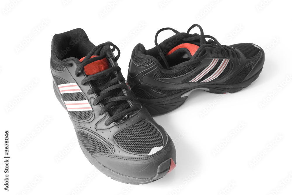 black jogging shoes isolated on white (contains clipping path) black jogging shoes isolated on white (contains clipping path)