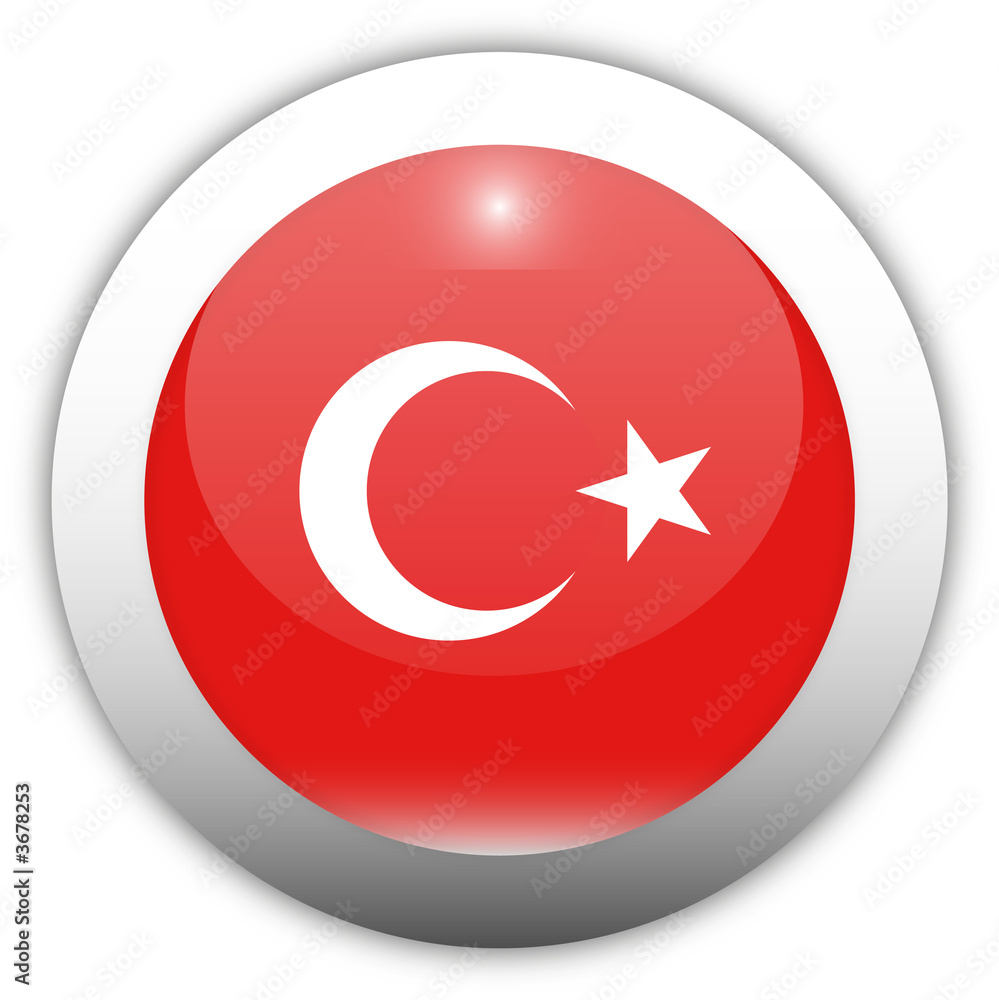 Turkey Flag Aqua Button Turkey Flag Aqua Button