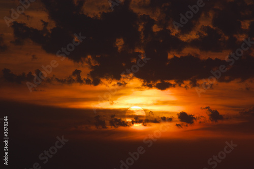 Dramatic orange sunset