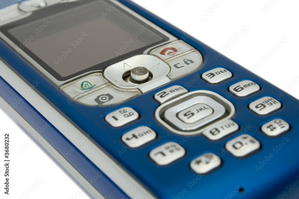 Mobile phone, close-up, isolated on white background Mobile phone, close-up, isolated on white background