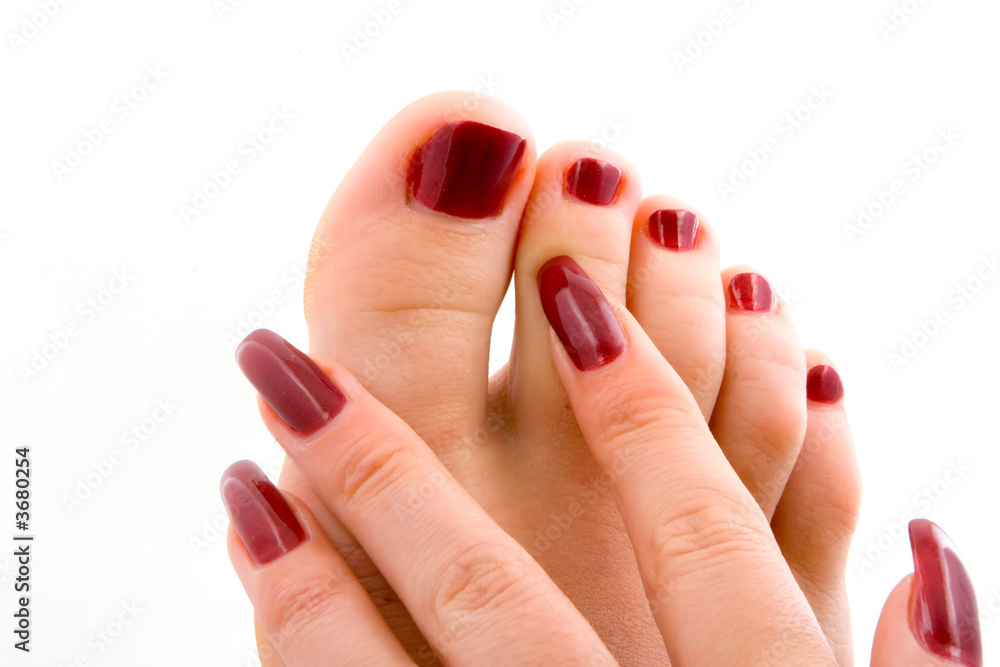 Naklejka premium Woman feet massage isolated in white background.
