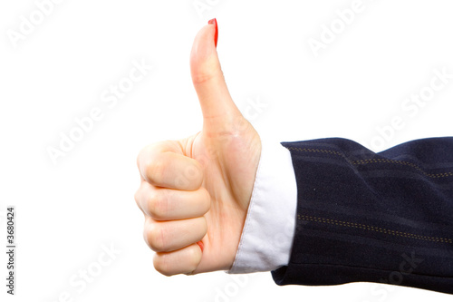 Business woman hand gesture isolated in white background