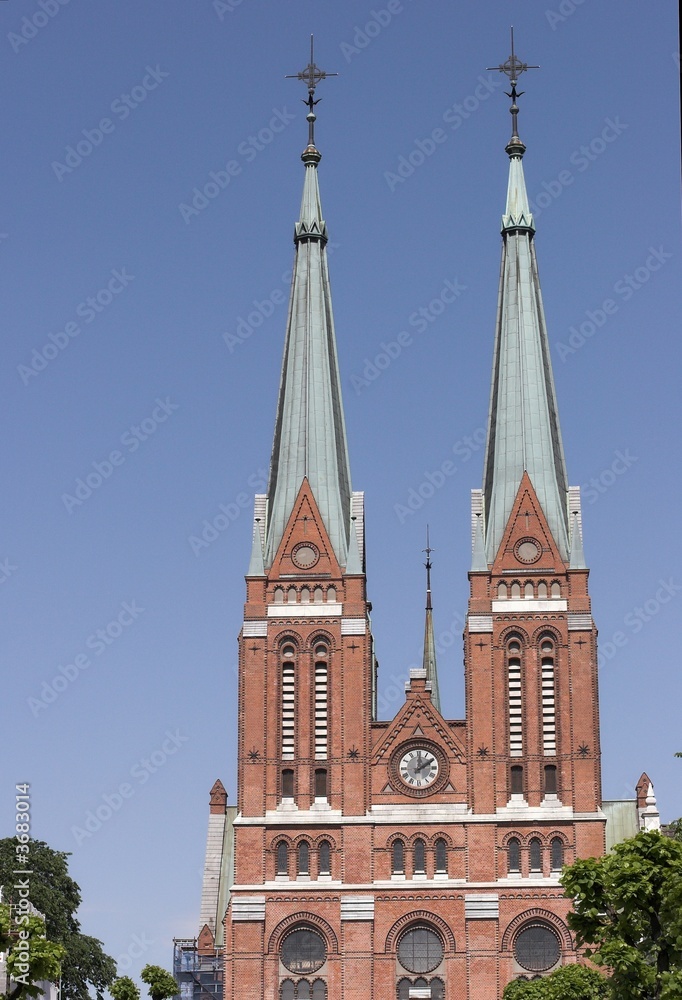 Two church spire. 