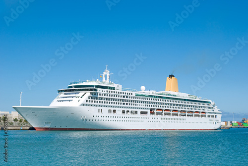 Elegant Cruise ship visiting Las Palmas, Spain.