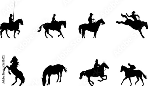 horse rider silhouettes