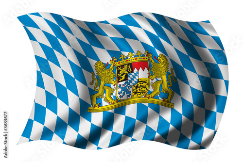Canvas Print Flag of Bavaria waving in the wind - clipping path included