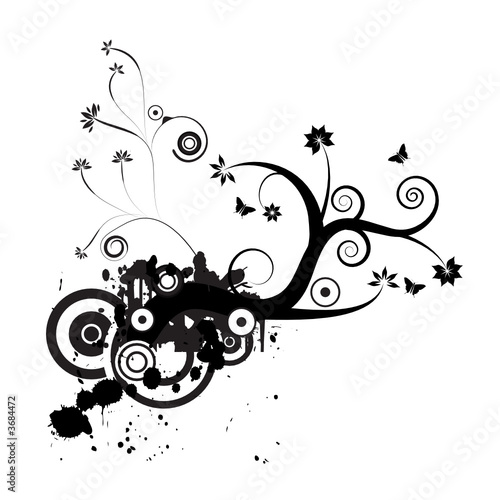 trendy grunge vector floral design