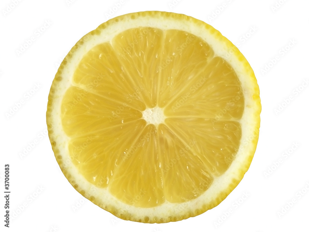 Close-up of fresh lemon slices isolated on white. Clipping path. Close-up of fresh lemon slices isolated on white. Clipping path.