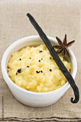 Rice pudding with spices (vanilla, star anise)