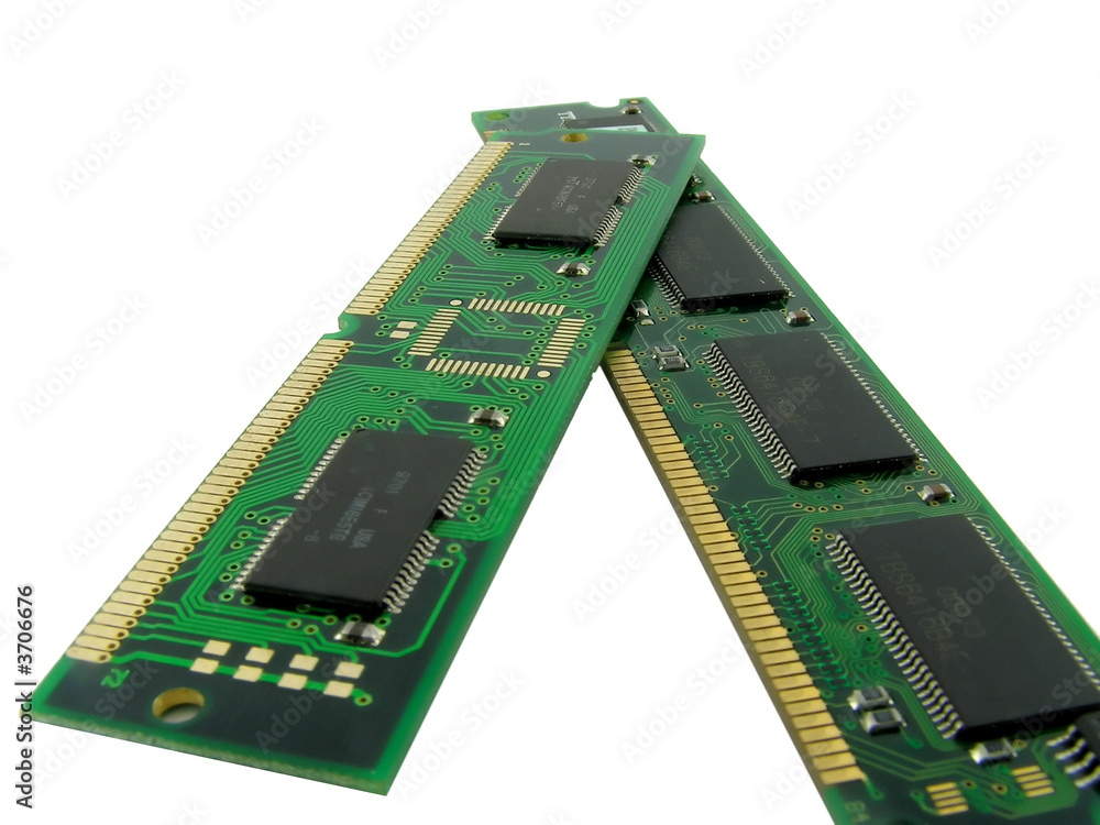 Memory of a computer. Close up. Isolated on a white background. Memory of a computer. Close up. Isolated on a white background.