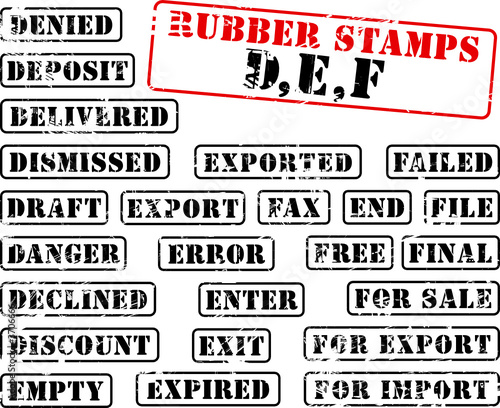 Collection of rubber stamps beginning with letter DEF