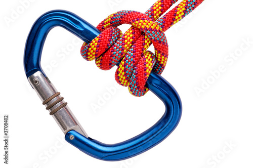 Prusik on modified D aluminium  carabiner with clipping path
