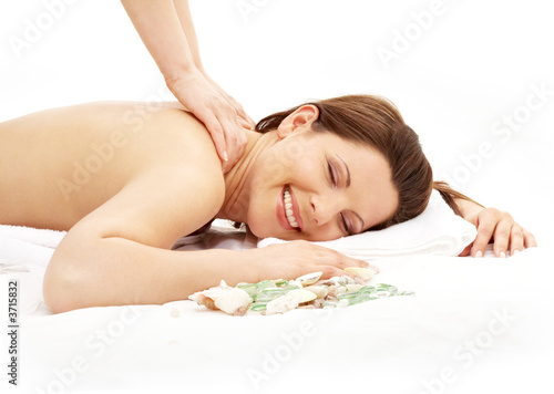 picture of lovely lady relaxing in massage salon