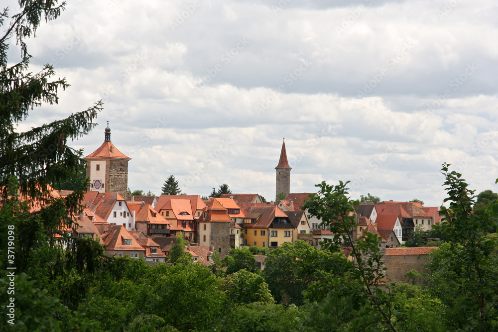 The cityscape of the old medieval town of Rothenburg, Germany