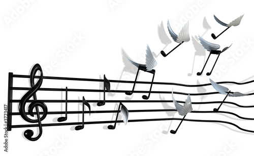 3d musical score & Flying notes