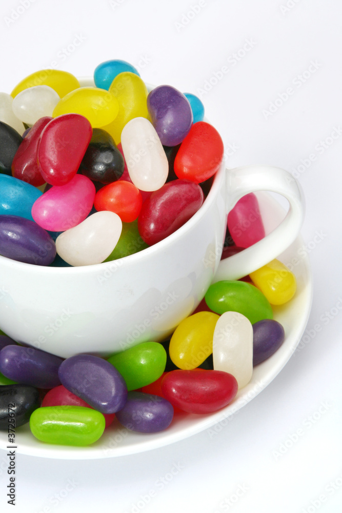 Cup of jelly beans, isolated on white. Cup of jelly beans, isolated on white.