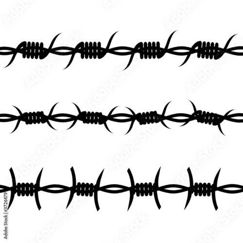 Three different kinds of barbed wire over white background
