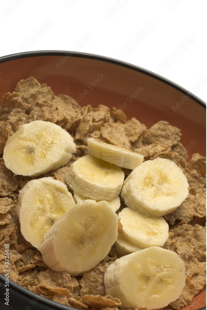 breakfast cereal with bananas and milk wheat rice flakes slices breakfast cereal with bananas and milk wheat rice flakes slices