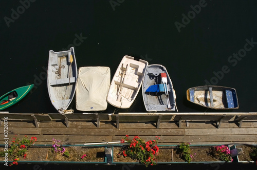 Small boats tied to a dock