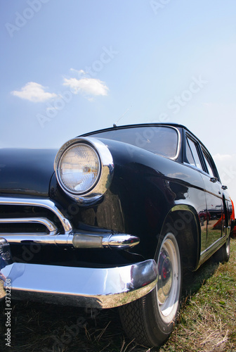 Classic and vintage cars - classic black car against blue sky