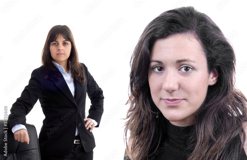 young business women isolated on white. Focus on the right woman young business women isolated on white. Focus on the right woman