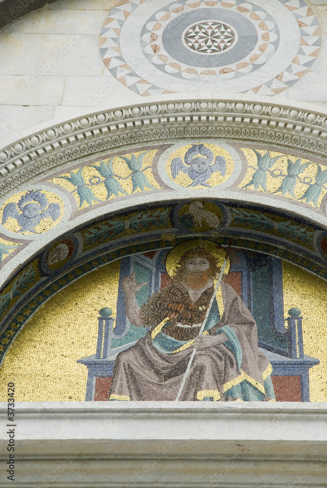 Detail in front of the camposanto above entrance