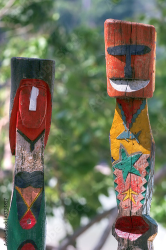 colorful totem sculpted i by the moken (sea-gypsy)  photo